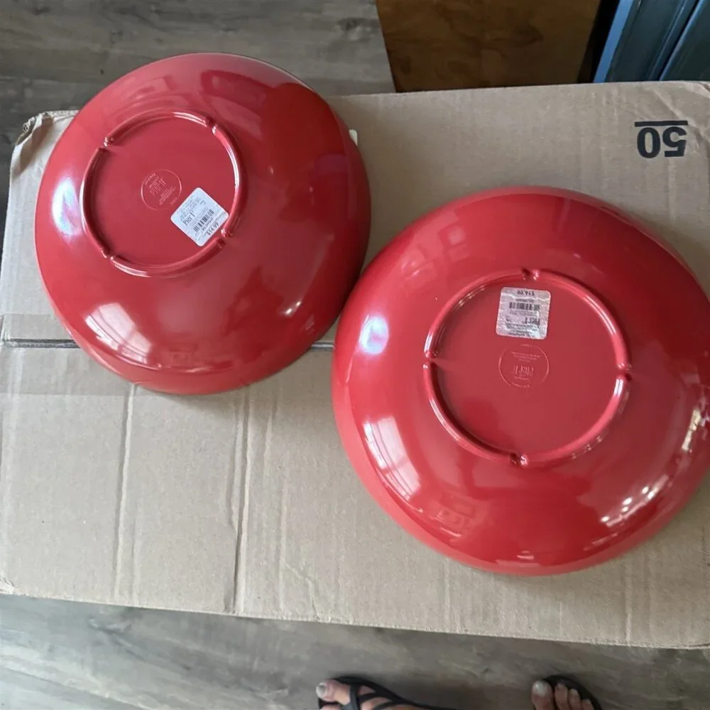 Pier 1 Melamine Bowl Serving Bowl Red Set Of 2 Spongewear Speckle